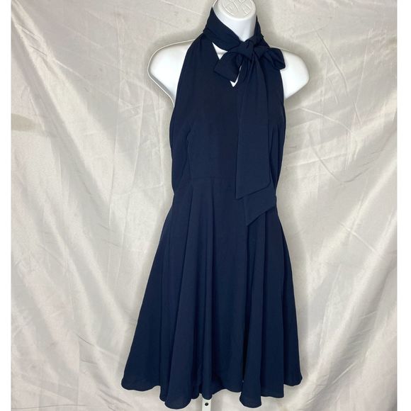 Betsey Johnson Dresses & Skirts - Betsey Johnson Navy Tie-Neck Fit & Flare Dress